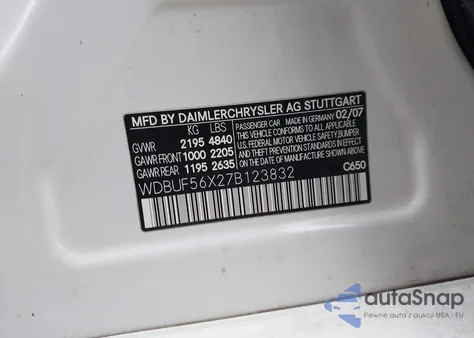 2007 Mercedes-Benz E 350 z USA, uszkodzony, nr VIN WDBUF56X27B123832